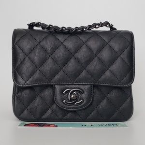 ⛔⛔SOLD⛔⛔CHANEL 17S SO BLACK MINI SQUARE FLAP BAG